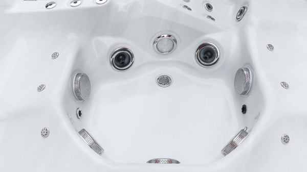 1400L 6 manna rafmagnspottur marmara hvítur nærmynd botn nuddstútar